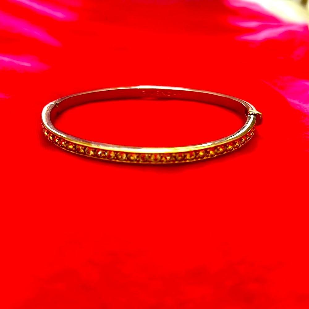 Givenchy Crystal Accents Silver Hinge Bangle Bracelet